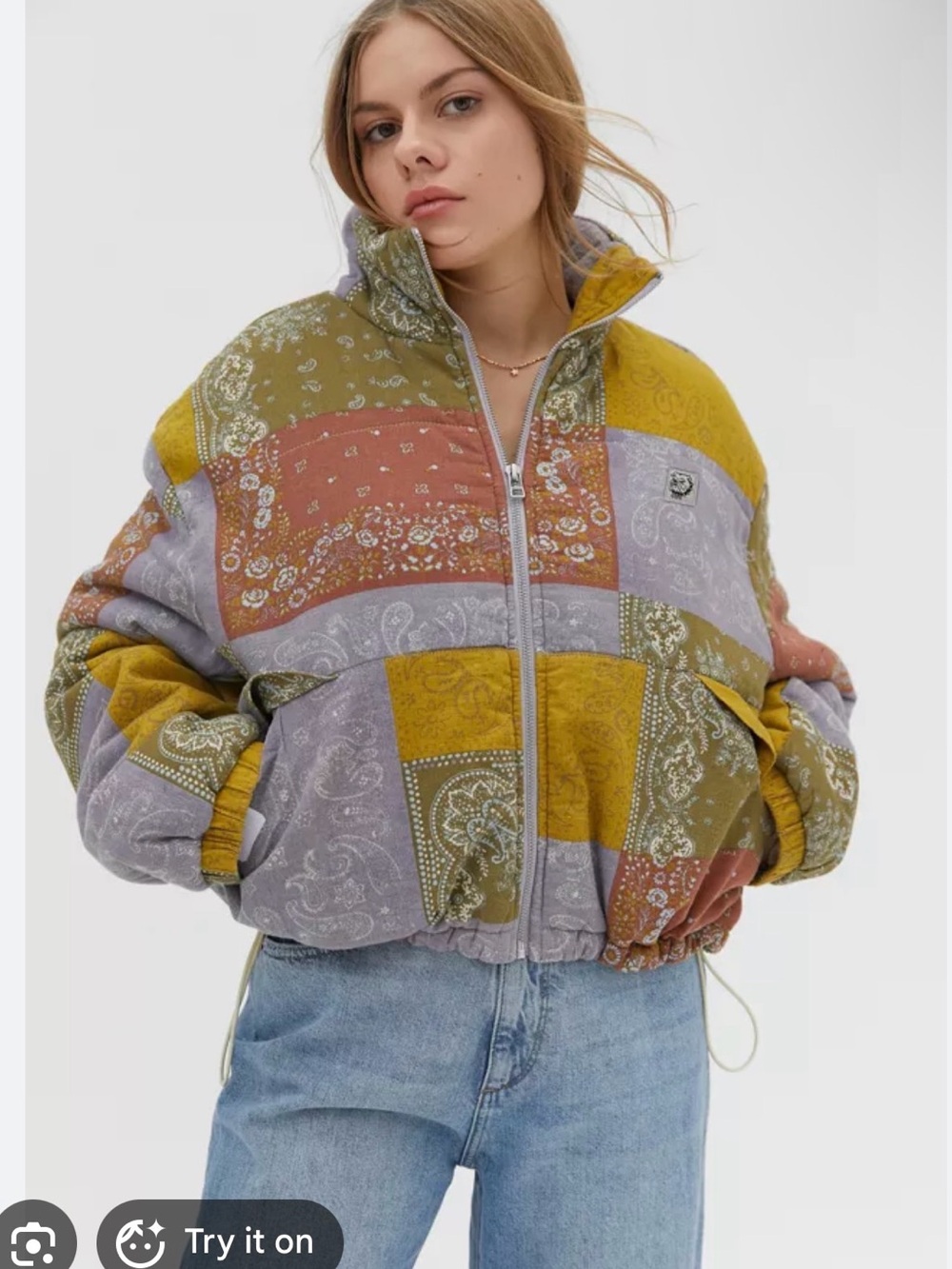BDG Ash Printed Linen Puffer Jacket